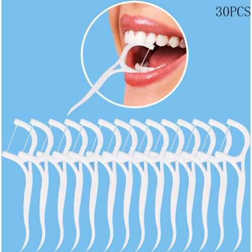 30PCS Dental Floss Pick Teeth Toothpicks Stick Oral Care Tooth Clean Brief