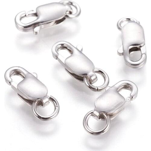 5pcs 8/10/12/14mm Platinum Plated Sterling Silver Lobster Claw Clasps for jewelry making DIY Fashion accessories Findings F65