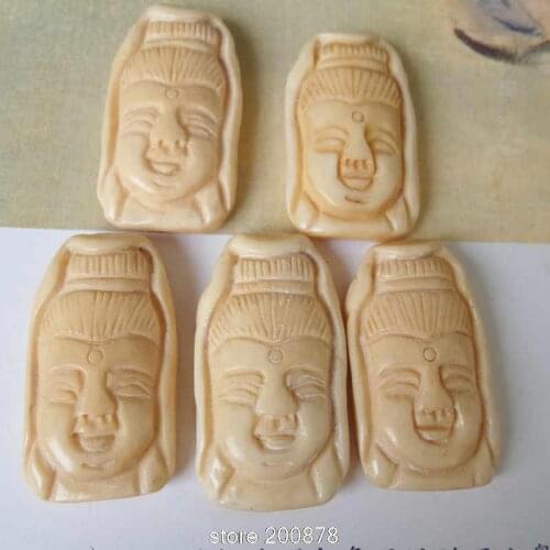 5PCS Tibet Hand Carved Bone Buddha Amulet Pendant GUANYIN for Lady Jewelry Accessories TBP133