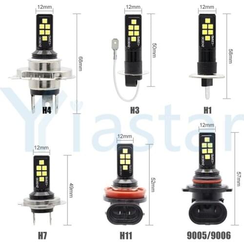 50Pcs Auto H1 H3 H4 H7 H11 9005 9006 LED Super Bright 3030 Chips High Power car Fog Lights Car Driving Light Fog lamps Auto Led