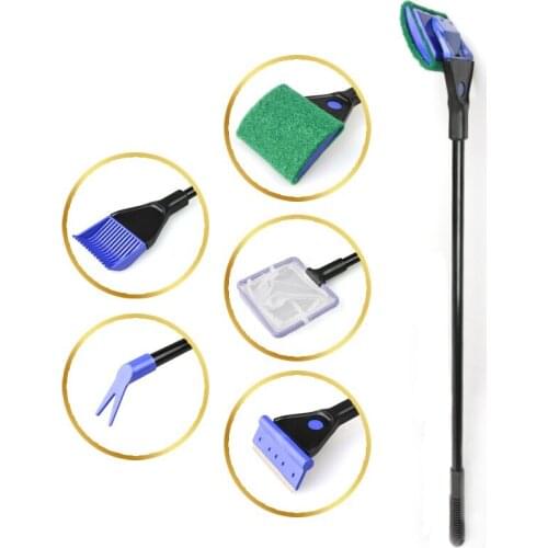 6 SET 5 in 1 Aquarium Tools Gravel Rake Algae Scraper for Aquarium Tank Cleaning Sponge Brush Pet Aquatic Cleaning Tools 1Pcs