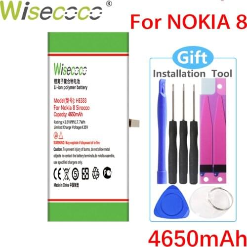 Wisecoco HE333 4650mAh Battery For Nokia 8 Nokia8 N8 N 8 Sirocco HE 333 Phone Battery Replace + Tracking Number