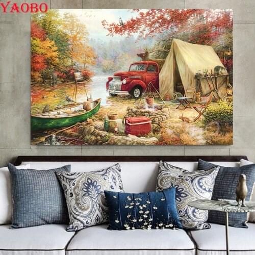 Autumn forest landscape DIY diamond embroidery full square round diamond painting cross stitch decor mosaic sticker 5d art