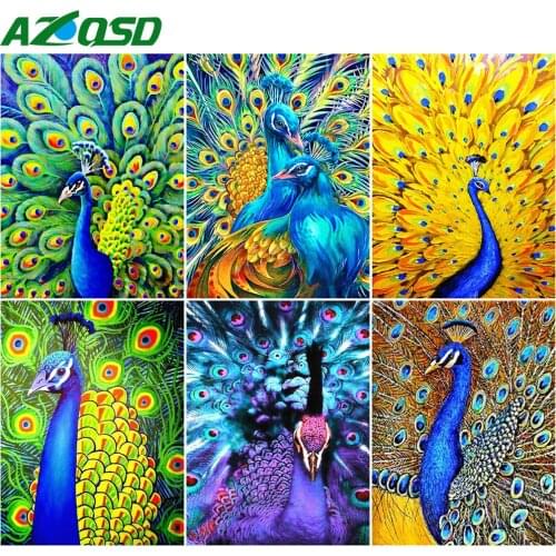 AZQSD Diamond Painting Diy Peacock Full Square Drill Handmade Craft Diamond Embroidery Sale Animal Home Decoration