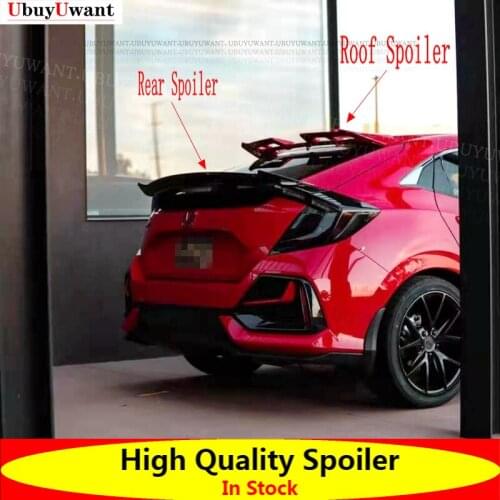 For Honda Civic Hatchback 2017 - 2020 Roof And Rear Spoiler Car Styling High Quality ABS Material Car Rear Wing Primer Color
