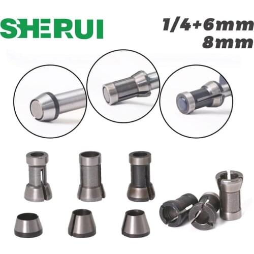 1pc 3PCS Set collets 6.35mm 8mm 6mm collet chuck Engraving Trimming machine Electr