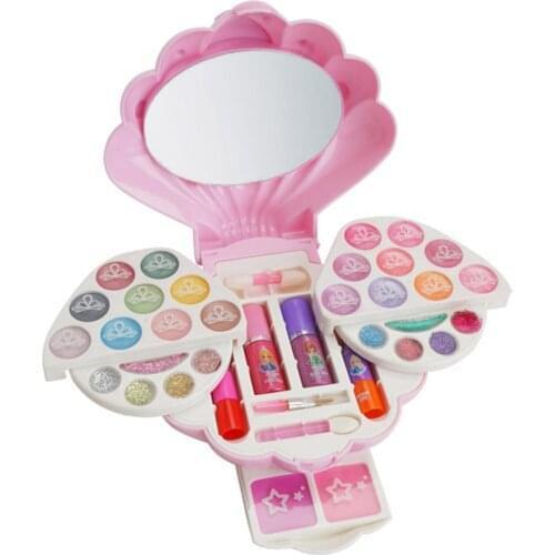 Kids Pretend Makeup Kit Shell Shaped for Girls 4-10 Year Old, Eye Shadows