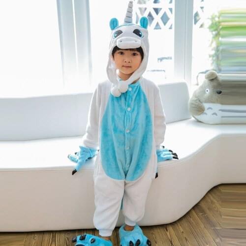 Childrens Animal Unicorn Stitch Panda Winter Girl Boy Kids Pajama Set Cartoon Anime Cosplay Costume Sleepwear With Hat Slippers