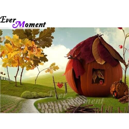 Ever Moment Diamond Painting Pumpkin House Tree Handmade Full Square Rhinestone Diamond Embroidery Home Decoration ASF2049