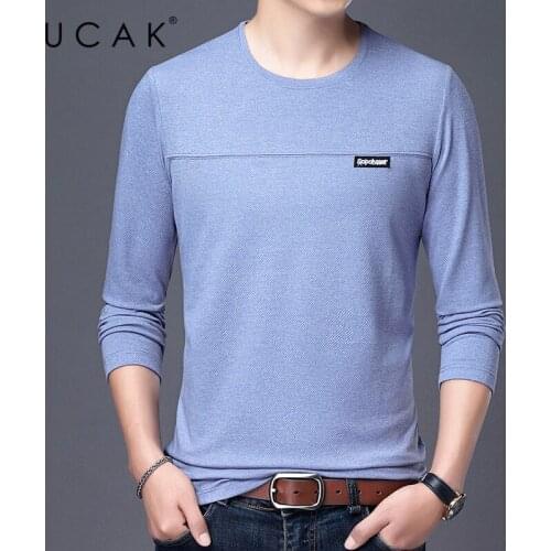 UCAK Brand Casual O-Neck T Shirt Men Clothes Spring New Arrivals Streetwear Striped Cotton Long Sleeve T-Shirt Clothing U5366
