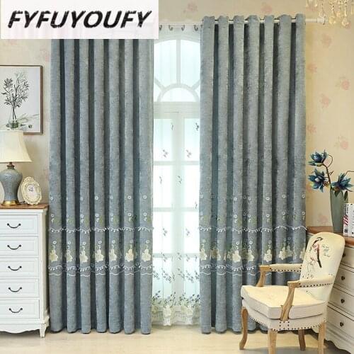 FYFUYOUFY European Luxury elegance Embroidery Blackout curtains for living room/bedroom Window curtains Drapes Shading Cloth