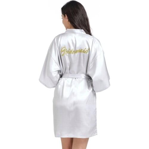 16 Colors Silver White Pink Black Champagne Robe Bride Satin Robe Women Bathrobe Wedding Robe Sister Team Bridesmaid Robes Gift