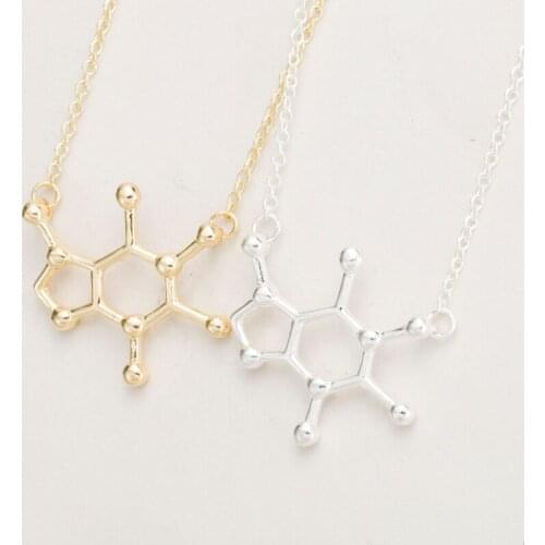 Hfarich Caffeine Molecule Pendant Necklace Chain Chokers Chemistry Fashion Female Collars Necklace Dropshipping Wholesale Gifts