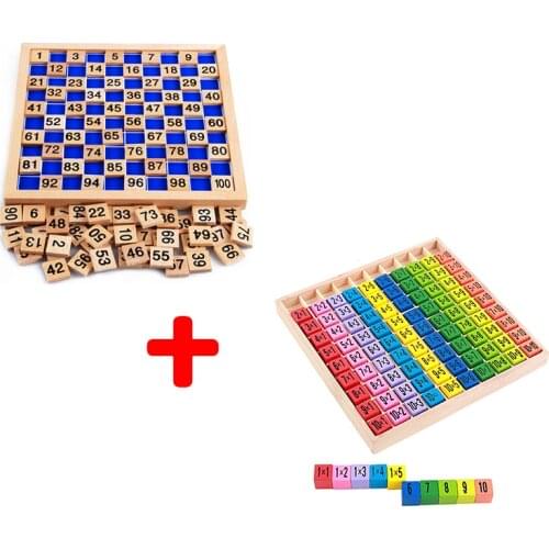 Free Shipping Montessori Mathematics Educational Wooden Teaching Toys 1-100 Digit Cognitive 10*10 Multiplication Table Children
