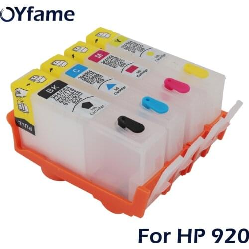 OYfame 4PCS 920 920XL Ink Cartridge refill kitfor HP920 920XL Cartridge For HP 6000 6500 6500A 7000 7500 Printer With reset Chip