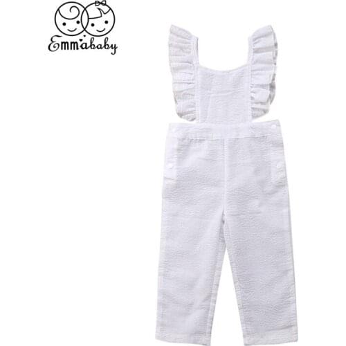 2019 Toddler Baby Girls Ruffle Jumpsuit Kids Clothes Summer Solid Romper Children Princess Children Outfit 1-6T