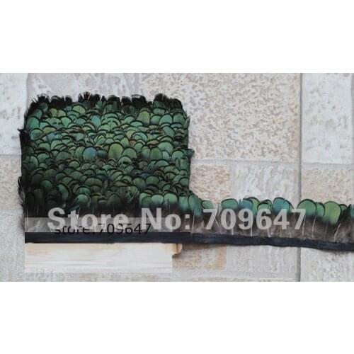 Lady Amherst Pheasant Feather Fringe Natural Green Bronze colour 2 yards Trim Height 5.0cm,Feather Lace