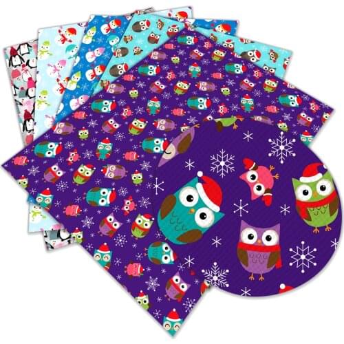 Christmas Cartoon Santa Printed Faux Leather Snowman Character Sheet A4 22*30cm for Hair Bow Centers DIY Party Decoration Crafts