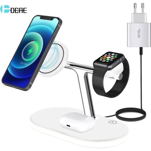 3 In 1 Magnetic Wireless Charger Station For Magsafe iPhone 12 Pro Max 15W Fast Charging Dock Stand For Apple Watch Airpods Pro