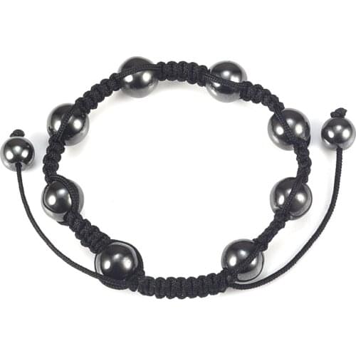 Health Energy Magnetic Hematite Beads Black Round Bracelet For Women Jewelry
