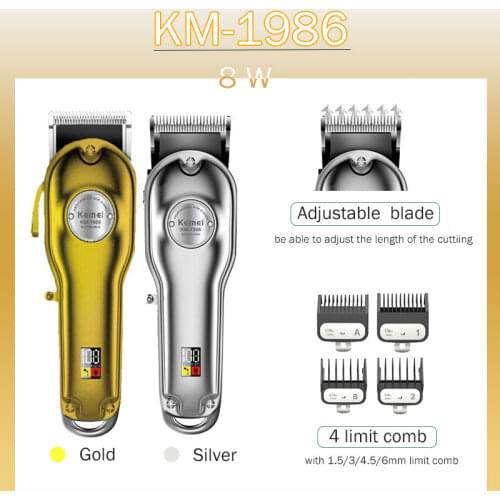 Kemei Hair Trimmer Cordless Hair Cutter Rechargable Powerful Motor Barber Hair Clipper KM-1986