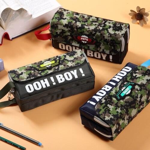 Fashion Cool Camouflage Pencil Bag Large Capacity Stationery Box Multifunction Pen Case for Student School Office Supplies