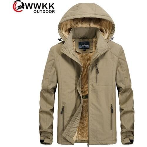 Mens Hiking Jackets Outdoor Sports Clothes Waterproof Coats Hooded Plus Velvet Trekking Skiing Male Jacket Winter Warm Camping