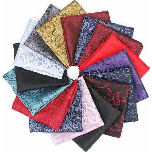 Vintage Men Fashion Floral Print Pocket Square Colorful Handkerchief Silk Striped Chest Towel Suit Accessories 23*23cm Wholesale