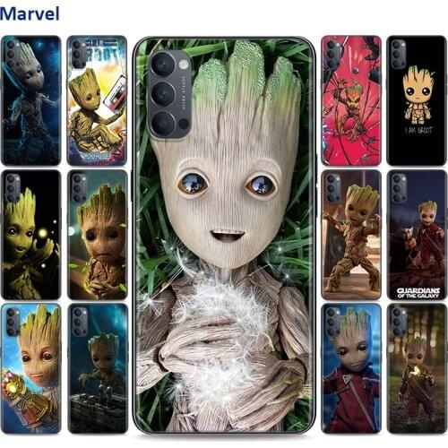 Soft Black Silicone Cover Baby Groot Cutest For OPPO Reno 5 Pro 3 4 Lite F SE Z Pro 4G 5G Phone Case Shell