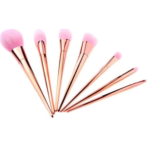 7Pcs/Set Makeup Brush Set Professional Fiber Brush Cosmetic Tool With Galvanized Stick And Plastic Handle