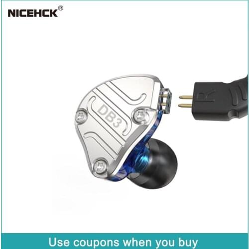 NICEHCK DB3 1BA+2DD Hybrid Dynamic Driver Earphone HiFi Monitor Audiophile Earphones Metal Earbuds IEM NX7