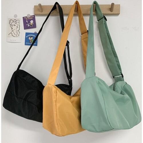Solid Color Women Nylon Shoulder Bag Fashion All-match Student Girls Daily Messenger Bags Large Capacity Ladies Tote Handbags
