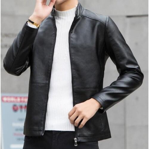 Autumn mens leather jacket slim motorcycle coat men jackets business casual clothes spring jaqueta de couro street fashion black