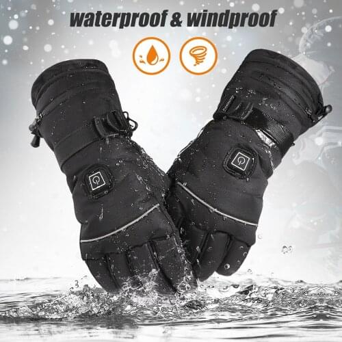 Winter Heating Warm Gloves Electric Heated Ski Gloves 3 Level Temperature Mitten for Camping Skiing Snowmobiling Moto Cycling