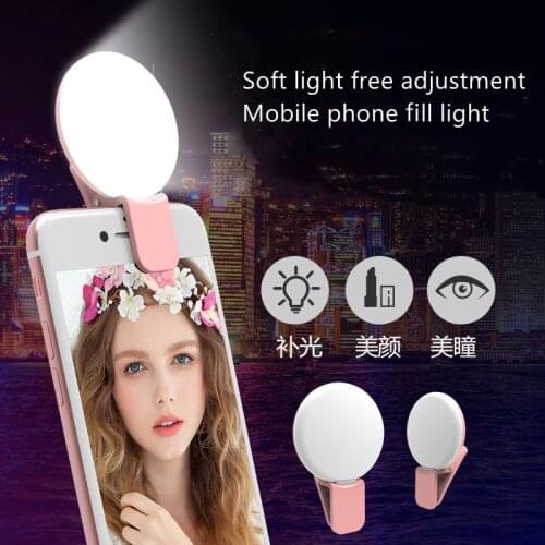 Portable Selfie Ring Light for Phone LED Soft Ring Light Clip Lamp Photography Makeup Mobile Phone Lens Phone Accessories
