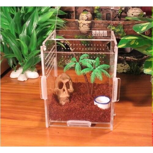 Crystal Acrylic pet cage,reptile,amphibian,insect, small animal habitat feeding box,10*10*20 cm