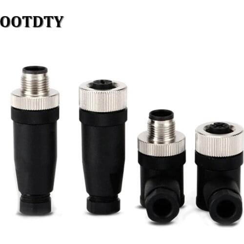 OOTDTY Sensor connector M12 waterproof male&female straight&angle screw threaded plug coupling 4 5 8 Pin A type