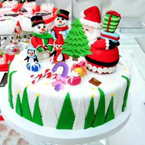 Christmas Decoration Elk Santa Claus Christmas Tree Mould Fondant Silicone Mold DIY Cake Decorating Tools Baking Mould