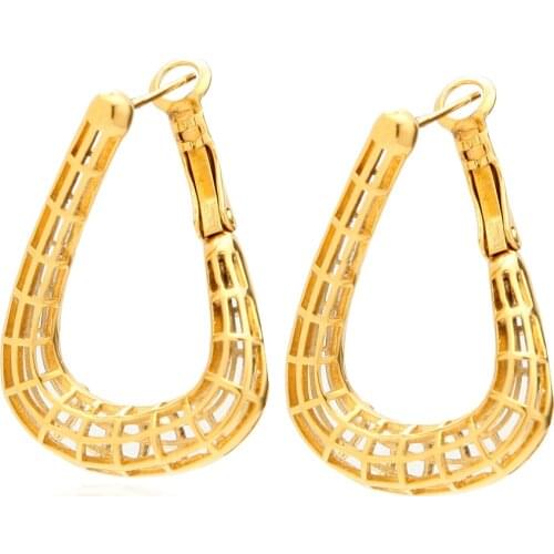 VAROLE Trendy Twisted and Hollow Geometry Hoop Earrings For Women Gold Color Piercing Earring Fashion Jewelry Gift Oorbellen