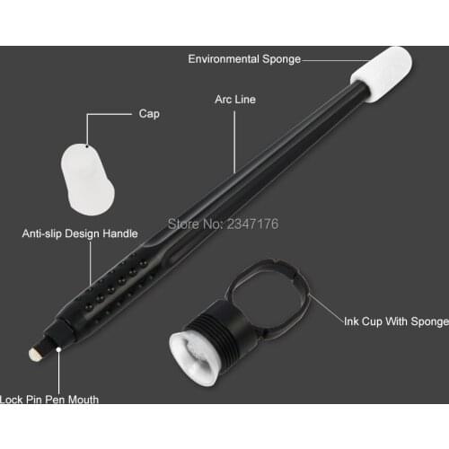 Sterilized Disposable microblading pen 18U Permanent makeup machine pen Eyebrow tattoo Pen Medical Packing Attached Sponge Cup