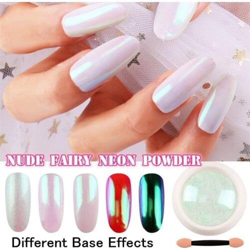 Nail Art Decoration Nail Nude Powder Symphony Shell Mermaid Gradient Neon Dipping Powder Mirror Magic Powder with Makeup Brush
