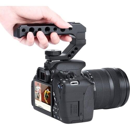 UURig R005 Universal DSLR Top Handle Grip Video Extender W Three Cold Shoe Adapter Mounts for Microphones LED Video Light