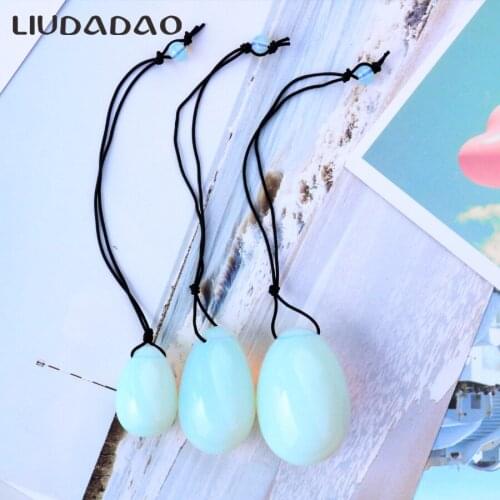 LIUDADAO Opalite Drilled Yoni Eggs for Women Kegel Exerciser Balls Tightening Crystal Vaginal Muscle Body Massager Relaxation