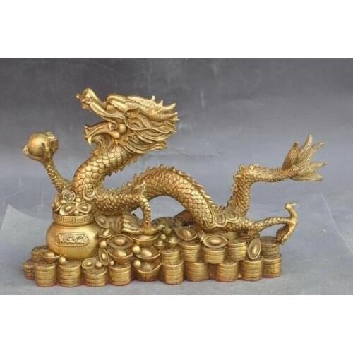 Zhaorui4884396+ +Chinese fengshui Brass wealth Treasure bowl dragon beast play bead Lucky statue