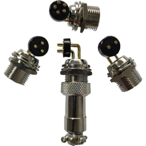 1pcs GX12-2~6P aviation plug 90 degree curved needle connector circuit board PCB soldering plate socket, gold/silver needle