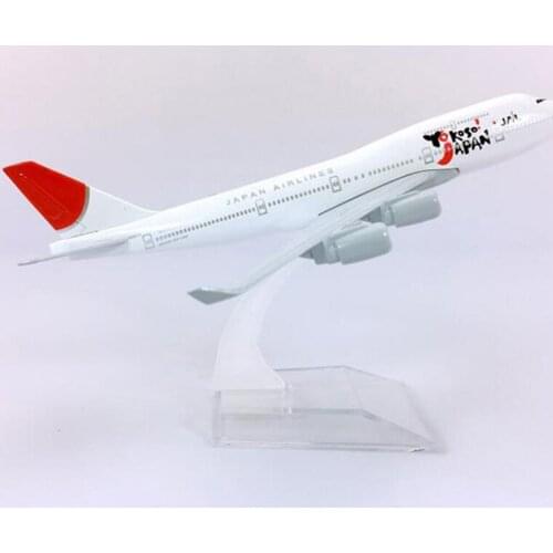 16CM Static Airplane 1:400 Boeing B747-400 model JAL YOKOSO Japan airlines W base landing gear alloy aircraft Child plane gift