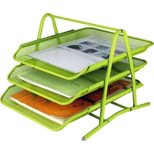 3 Tiers Metal Mesh File Organizer Document Desktop Paper Tray Holder Magazine Rack For Home And Office