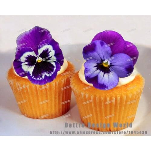 24 Purple Pansy Flower Edible Cake Topper Wafer Rice Paper Cupcake Topper Wedding Cake Decoration Birthday Cake Decor Supplier