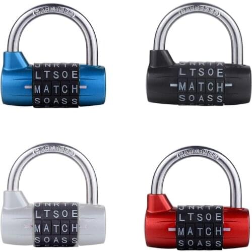 5 Letter Word Padlock Combination Security Resettable Lock Heavy Duty Aluminum Alloy Waterproof Keyless Lock Suitable