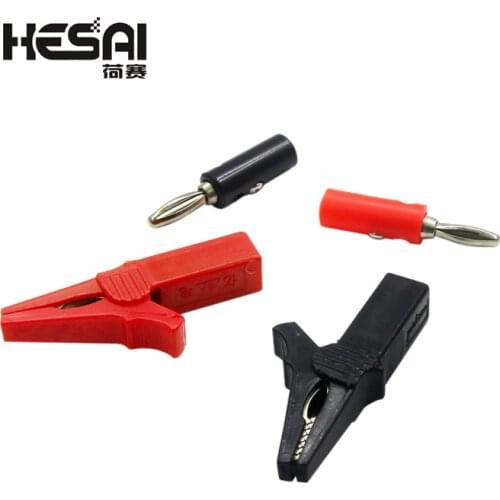 55MM Alligator Clip + BANANA PLUG, Test Probe With Banana Plug Cable Clips Socket Battery Red Black